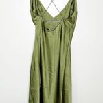 SER.O.YA Retreofete Emma Chartreuse Green Silk Slip X Back Dress Large NEW $395 Photo 3