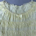 Rare Vintage Yellow Lace Off The Shoulder Coquette Baby Doll Bow Body Line Top Size L Photo 2