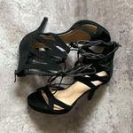 Top Moda Strappy Stiletto Lace Up Heels Black 8.5 Nubuck Party Photo 9