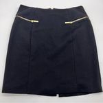 Michael by Michael Kors Black Double Knit Skirt w/Gold Accent Zippers Photo 1