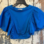 ZARA Puff sleeve Cropped Tee, blue size Small Photo 0