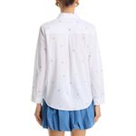 AQUA  Women's White Button-Down Shirt with Blue Heart Embroidery - Size‎ M Photo 1