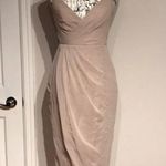 Sorella Vita Wrap Fit Bodice Pencil Chiffon Coastal Coquette Straps Heart Neckline High Low Wedding Guest Formal Prom Evening Pleated Draped Neutral Dress Photo 0