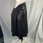 Skies Are Blue  Black Blouse XLP Lace Crochet Sleeve‎ Back Detail Classic Career Photo 7