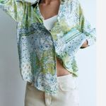 ZARA NWT  SATIN EFFECT SILKY FLORAL RELAX FIT SHIRT Photo 4