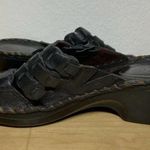 Ariat Leather Sandals Wedge Heel Whipstitch Open Toe Slip On Black 6.5 Photo 1