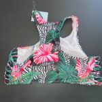 Cupshe NWT  Zebra Print Floral Halter Bikini Top size large Photo 2