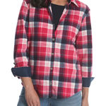 Lee Women's Plaid Button-Down Shirt in Pink and Blue Photo 0