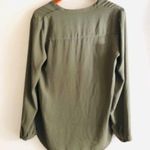 Bellatrix Top S Long Sleeve Button Chiffon Olive Neutral Earth Tones Office Chic Photo 3