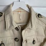 Free People Eisenhower Beige Cropped Oversized Neutral Denim Jacket W-907 Sz XS Photo 5