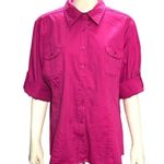 Apt. 9  Fuchsia Purple Button Front Dressy Cotton Shirt  Front Pockets Size XL Photo 3