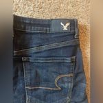 American Eagle Dark Blue Denim Jean Shorts, Super Stretch, Hi-Rise Shortie Photo 11