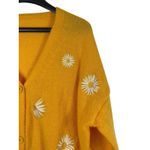 Sunshine Yellow Daisy Embroidered Button Front Cardigan Sweater M Short/Cropped Size M Photo 2