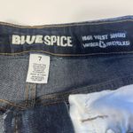 Blue Spice  High Waist Distressed Denim Shorts‎ Cuffed Raw Hem Size 7 Dark Wash Photo 2