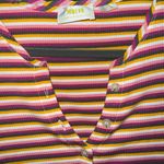 Anthropologie MAEVE Henley Stripped Ribbed Short Sleeve Top Size Medium Photo 3