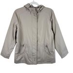 Free Country  Radiance NWT Tan Full Zip Snap Up Hooded Rain Jacket Women's Size L Photo 0