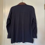 Karen Scott  Novelty Fall Autumn Motif Button Down Shirt Womens Medium Navy Photo 3