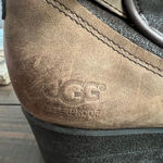 UGG  Emalie Brown Leather Ankle Booties with Wedge Heel- Waterproof Photo 9