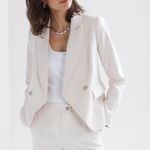White House | Black Market Women's Sz 12 White Tailored Two Button Studio Blazer Photo 12