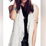 Free People White Distressed Linen Eyelet Crochet Sleeveless Lace Vest Size M Photo 13