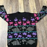 Bay Point Threads Black and Neon Purple Blue Pink 80s 90s Sweater Vintage Large Photo 7