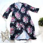 NWT Womens Ekouaer Floral Rose Pattern Poncho Kimono Duster Robe Photo 1