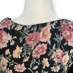 Vintage 90s Maxi Dress Black Pink Pastel Dark Floral Scoop Neck Pinafore Flowy Photo 4