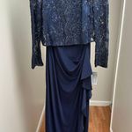 Alex Evenings NEW NWT Maxi Dress with Embroidered Bolero size 10 Navy Photo 3
