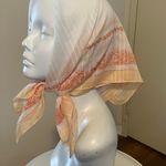 Vintage 1970s Floral Silk Scarf Squares Orang White 24 X 24 Multiple Photo 2