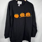 Vintage Eagles Eye Collectibles Halloween Pumpkin Embroidered Long Sleeve Top L Black Size L Photo 0