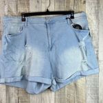 Dollhouse Size 24W Distressed With Holes Rolled Cuff Hem Light Wash Deni… Photo 0