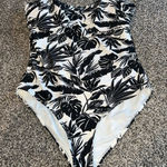 Old Navy  Women's white with black leaves‎ strapless one piece swimsuit size XL Photo 0