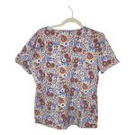 Talbots Red Pink Floral Print Tee | Bright Boho Preppy Short Sleeve Top L Photo 1