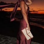 ZARA  maxi halter scarf satin Elegant Burgundy Brown  Evening Wedding Dress Photo 0