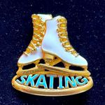 REN signed Vintage Skating Brooch Pin Gold Photo 0
