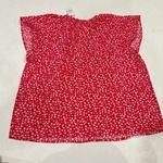 Gap NWT Red Floral Blouse Women’s Large Short Sleeve Lightweight Top Photo 1