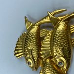 Premier Designs Womens Three Fish Brooch Fins Rhinestone Eyes Textured Details Photo 14