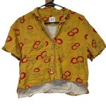 Urban Outfitters BDG Aiden Cherry Print Short Sleeve Button Down Crop Top Size S Photo 1