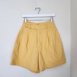 American Vintage Vintage 80s Baccini Yellow Ramie Cotton High Waist Shorts Pleated Belted Size 4 Photo 7