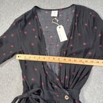 By Together Wrap Dress Women's Small Short Sleeve Bow Spotted Black V-Neck New Photo 7