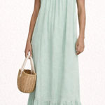 Magaschoni  mint green cotton gauze maxi dress with lace trim and flounce. Size L Photo 0