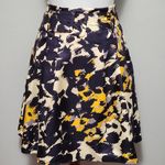 The Limited  purple yellow abstract belted satin skirt size small Photo 0