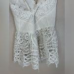 Endless Rose White Eyelet Lace Peplum Plunge Crochet Strappy Tank Top Small Photo 8