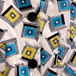 Anne Klein Mod Print Coat Geometric Retro Long Jacket Color Block Graphic S White Photo 3