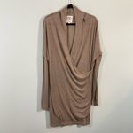 Anagram Women's Brown Tencel Loose Fit Long Sleeve Faux Wrap Dress Size L Size L Photo 1