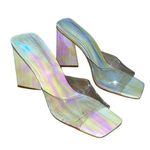 Schutz  Lizah Vinyl multicolor transparent clear strap women’s mule heels size 8B Photo 0