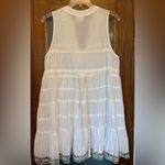 Free People  White Gauze Metallic Embellished Sleeveless Shift Mini Dress -XS Photo 6