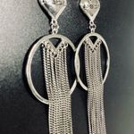 Bebe Silver Hearts & Tassels Hoops Photo 1