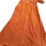 Du Paradis Burnt Orange Corduroy Dress Puff Sleeves Cutout Back Size Medium Photo 11