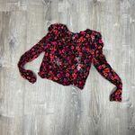 Wild Fable  Women's Dark Floral Print Long Sleeve Ruffle Blouse - XS - NWT Photo 1